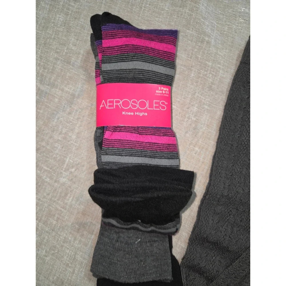 Aerosoles 3pk Knee High Socks & Free People Over The Knee Textured Socks Bundle